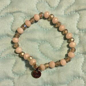 Beaded Stretch Bracelet in Beige and Champagne - Erimish